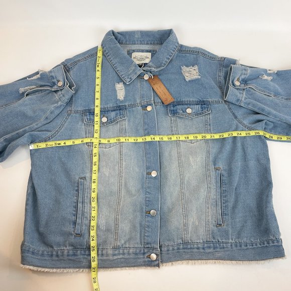 Ashley Vintage Charm Denim Jacket Distressed 3X - Picture 3 of 7